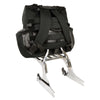 Medium textile two-piece studded touring sissy bar bag for bikers, with adjustable straps and multiple compartments, by HighwayLeather.