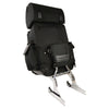 Large textile two-piece sissy bar bag with briefcase pockets, designed for bikers, by HighwayLeather, measuring 15x21x8 inches.