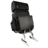 Large textile two-piece sissy bar bag with briefcase pockets, black biker bag by HighwayLeather, 15x21x8 inches.