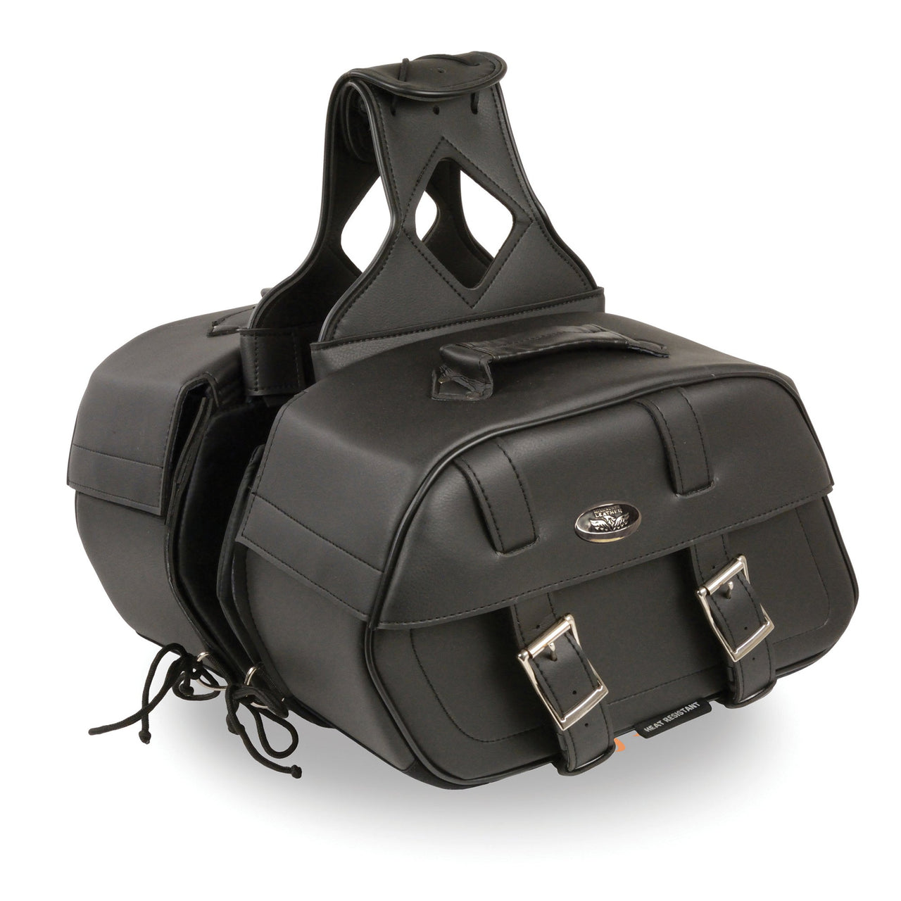Zip-Off PVC Throw Over Rounded Saddle Bag (15X10X6X18) - HighwayLeather