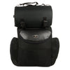 Large HighwayLeather nylon two-piece biker sissy bar bag with map pocket, measuring 14.5x16x7 inches for motorcycle storage.