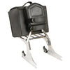 Medium PVC sissy bar carry bag for bikes by HighwayLeather, with black durable material and adjustable straps on a motorcycle.