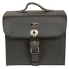 Medium PVC sissy bar carry bag from HighwayLeather, biker bag with 12x9.5x6.5-inch dimensions, designed for motorcycle storage.