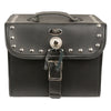 Medium studded PVC sissy bar carry bag for bikers, featuring durable construction and stylish design from HighwayLeather.