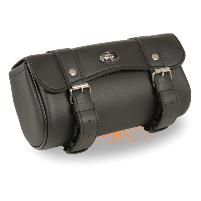 HighwayLeather large double strap PVC tool bag with quick-release clips, designed for thigh or clip use, measuring 12x4.5x3.5 inches.