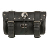HighwayLeather double strap rivet and concho tool bag with quick release, clip/thigh/fan bag for tools and accessories.