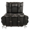 Large Four Piece Studded PVC Touring Pack w/ Barrel Bag (15.5X13X10) - HighwayLeather