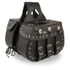 Zip-Off Triple Buckle PVC Throw Over Saddle Bag w/ Studs & Conchos (18X11X7X19) - HighwayLeather