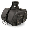 Zip-Off Two Buckle Extended Lid Studded PVC Throw Over Saddle Bag  (19X12X7X20) - HighwayLeather