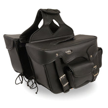 Double Front Pocket PVC Throw Over Saddle Bag w/ Reflective Piping (16x11x6) - HighwayLeather