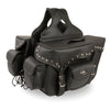 HighwayLeather textile motorcycle gloves with double front pockets, studded design, and reflective piping for safety and style.