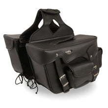 Double Front Pocket PVC Throw Over Saddle Bag w/ Reflective Piping (12x9x6) - HighwayLeather