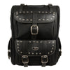 HighwayLeather extra large two-piece studded nylon touring pack for bikers, measuring 15x21x10 inches, designed for motorcycle storage.
