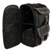 HighwayLeather two-piece studded nylon touring pack for bikers, extra large 15x21x10 motorcycle bag with durable design.
