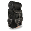 HighwayLeather extra large two-piece studded nylon touring pack for bikers, measuring 15x21x10 inches, with rugged design.