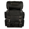 Large two-piece nylon biker bag with reflective piping from HighwayLeather, featuring a 14.5x18x10 sissy bar bag for motorcycles.
