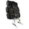 Large two-piece nylon sissy bar bag with reflective piping, highway leather biker bag mounted on a motorcycle sissy bar.