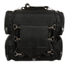 Medium nylon touring sissy bar bag with reflective piping by Dynamicleather, showing the 17x17x12 inch motorcycle storage bag on a bike.