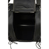 HighwayLeather medium nylon touring sissy bar bag with reflective piping, 17x17x12 inches, designed for motorcycle riders.