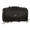 Large nylon duffle-style Sissy Bar Bag by HighwayLeather, with carry strap, measuring 22x11.5x11.5 inches, for motorcycle storage.
