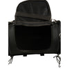 Large nylon duffle-style biker bag by HighwayLeather with carry strap, shown on a motorcycle sissy bar, measuring 22x11.5x11.5 inches.
