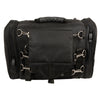 Medium nylon sissy bar carry bag with reflective piping for bikers, dimensions 16x11.5x10, from HighwayLeather Biker Bags collection.