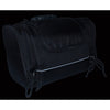 Medium nylon sissy bar carry bag with reflective piping on motorcycle, featuring black color and adjustable straps, model SH684-N.