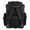 Large nylon sissy bar bag with backpack straps from HighwayLeather, measuring 20x14x11 inches, designed for motorcycle storage.