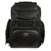 Large nylon sissy bar bag with backpack straps by HighwayLeather, measuring 20x14x11 inches, designed for motorcycle luggage.