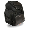 Large nylon biker sissy bar bag with backpack straps from HighwayLeather, measuring 20x14x11 inches, designed for motorcycle storage.