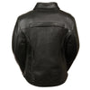 Women's braided leather jacket with shirt collar by HighwayLeather, featuring detailed stitching and classic design.