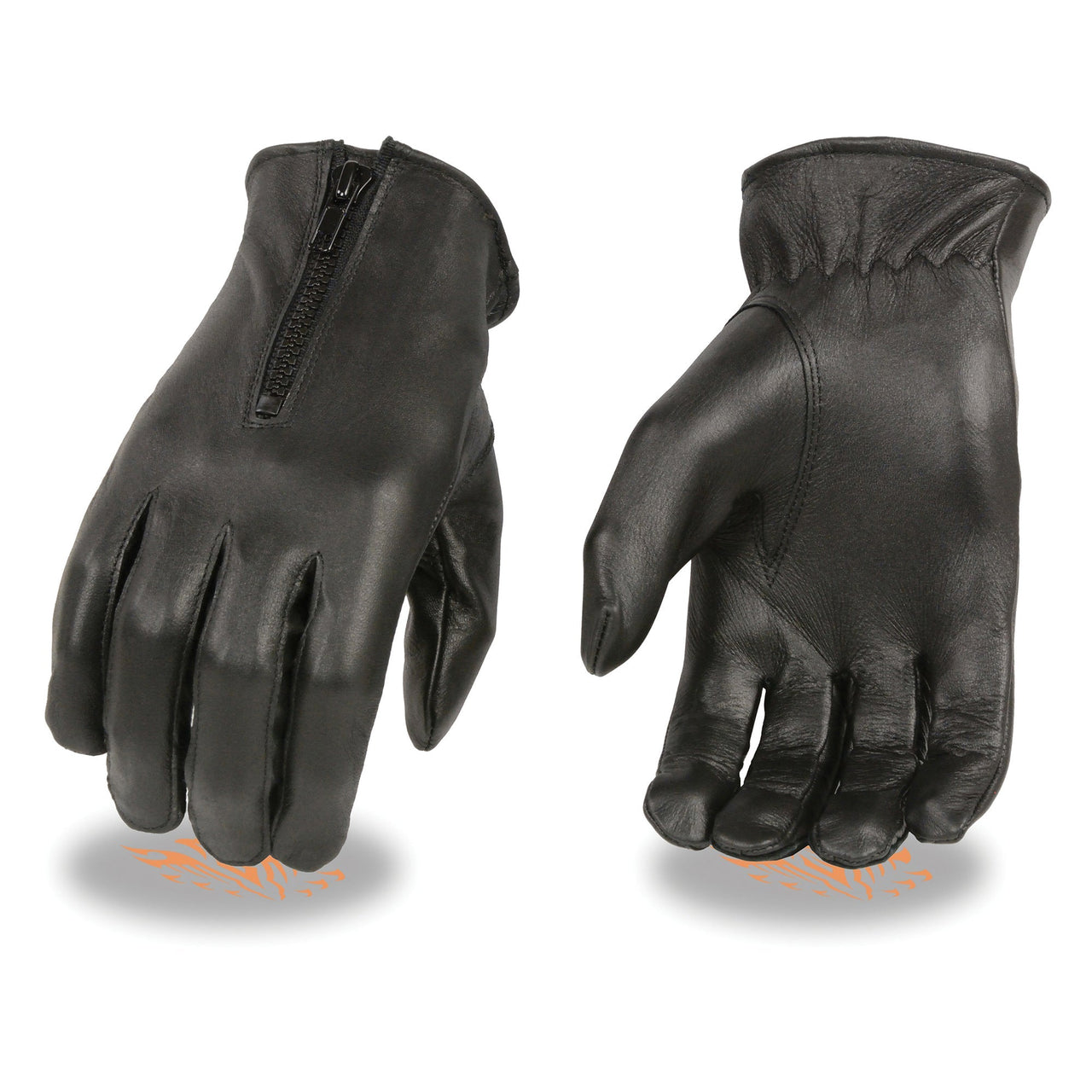 Ladies Unlined Leather Gloves w/ Zipper Closure - HighwayLeather