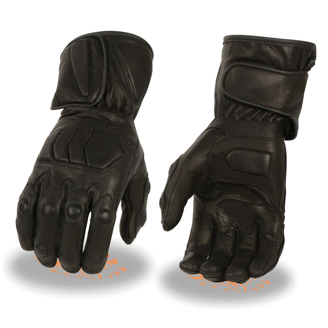 HighwayLeather men's waterproof gauntlet gloves with padded panels and gel palm for enhanced grip and protection.