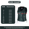 Naked women's leather motorcycle vest with lace-up sides from Buffalo Leather Gear, featuring a sleek black design and side lacing details.