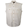 Men's White Lightweight Sleeveless Denim Shirt - HighwayLeather