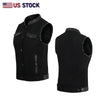 Buffalo Leather Gear women's black denim motorcycle club vest with silver buttons and classic biker style.