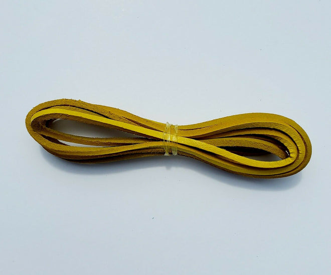 Yellow genuine leather lace cord from Buffalo Leather Gear, 64-inch braided lacing for crafts and accessories.
