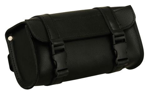 Dynamicleather FIBAG8504 biker bag with sleek design and sturdy leather construction, shown from the front view.