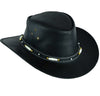 New Black Australian Style Western Hat with Bone Cowboy Leather Hats #80116 - HighwayLeather