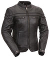 Men's leather jacket by Dynamicleather featuring a classic design with a front zipper and stylish collar.