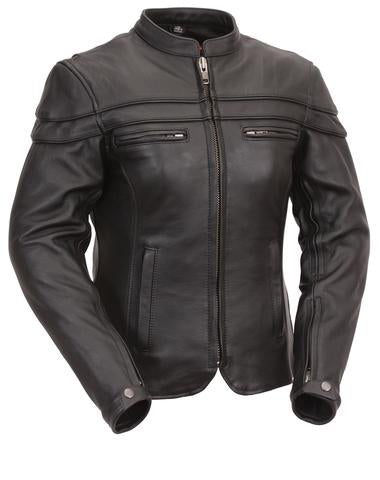 Men's leather jacket by Dynamicleather featuring a classic design with a front zipper and stylish collar.