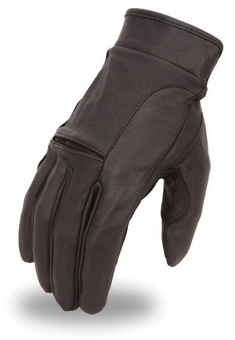 Black men's leather gloves from Dynamicleather featuring full fingers, stylish and durable for everyday wear.