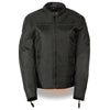 Ladies black textile jacket with stretch and reflective piping, HighwayLeather women’s lightweight jacket, stylish and functional outerwear.