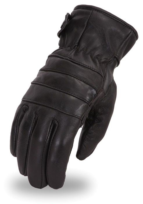 Black men's leather gloves by DynamicLeather, showcasing smooth leather material and classic design for a stylish look.