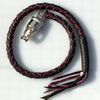 Burgundy and black Old-School Getback Biker Whip by Buffalo Leather Gear with leather handle and braided design.