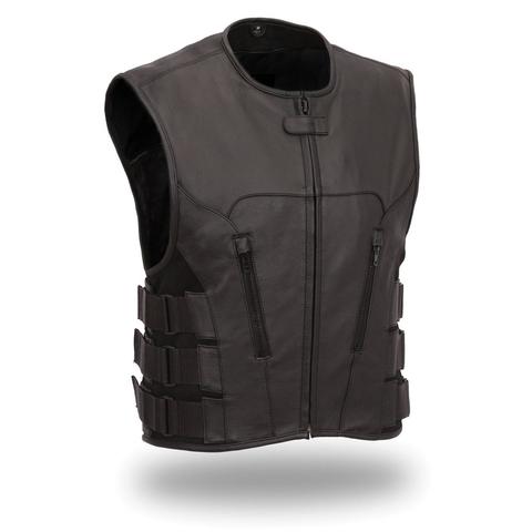 Dynamicleather women's vest from the Commando series with a sleek, fitted design and high-quality leather construction.