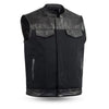 Dynamicleather Maverick men's vest displayed on a hanger, featuring a sleek leather design and modern fit.