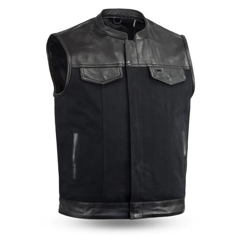 Dynamicleather men's vest in 49/51 with collar, showcasing a sleek design and quality fabric on a neutral background.