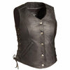 Dynamicleather men's Honey Badger vest in black leather with detailed stitching and front zipper, stylish and durable men's fashion vest.