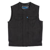 Born Free Fairfax V2 men's vest by Dynamicleather, black leather vest with detailed stitching and a front zipper.